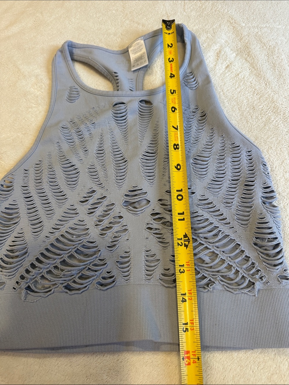 ALO-Light Blue Laser-Cut Racerback Crop Top size small ( read below - Picture 4 of 8